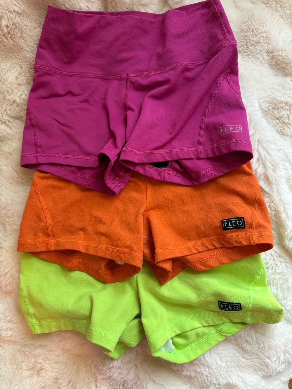 Fleo Athletic Shorts in Magenta, Orange & Neon Green